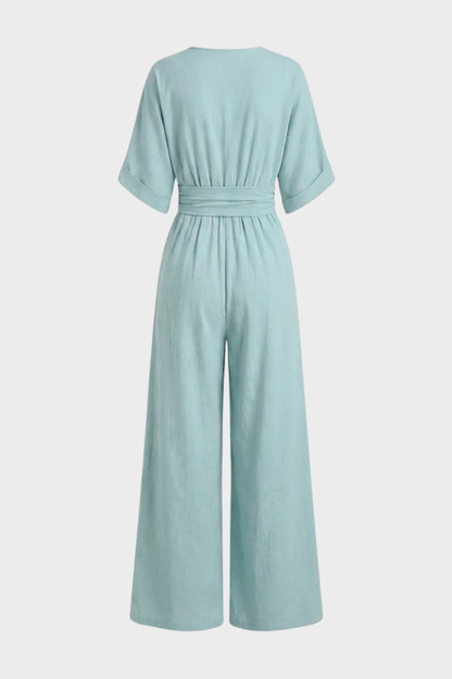 Women's V-Neck Jumpsuit | Wide-Leg