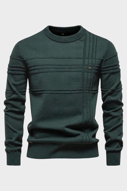 Men's Striped Crew Sweater | Ribbed Trim