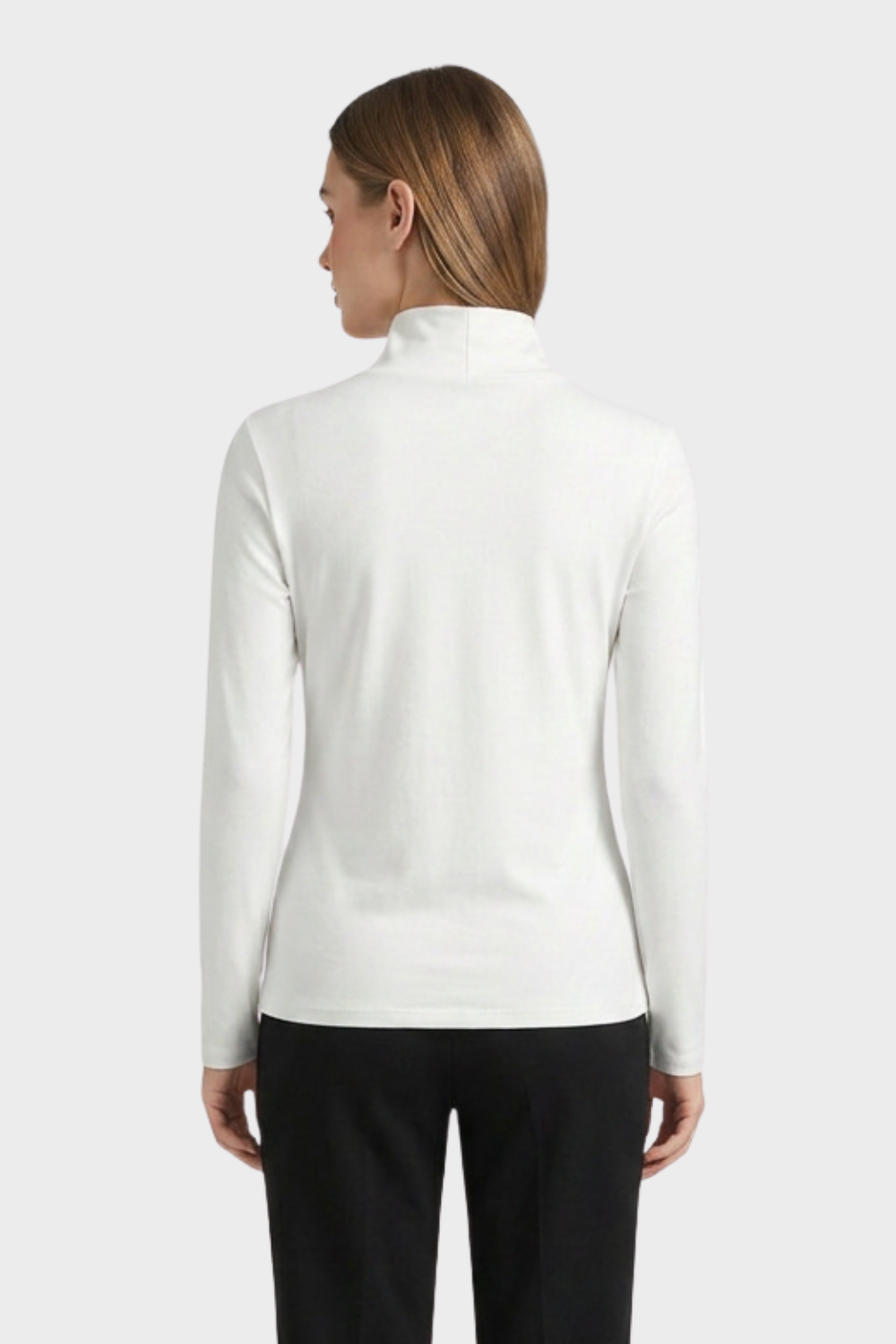Women's Long Sleeve Top with Stand-up Collar and V-neck