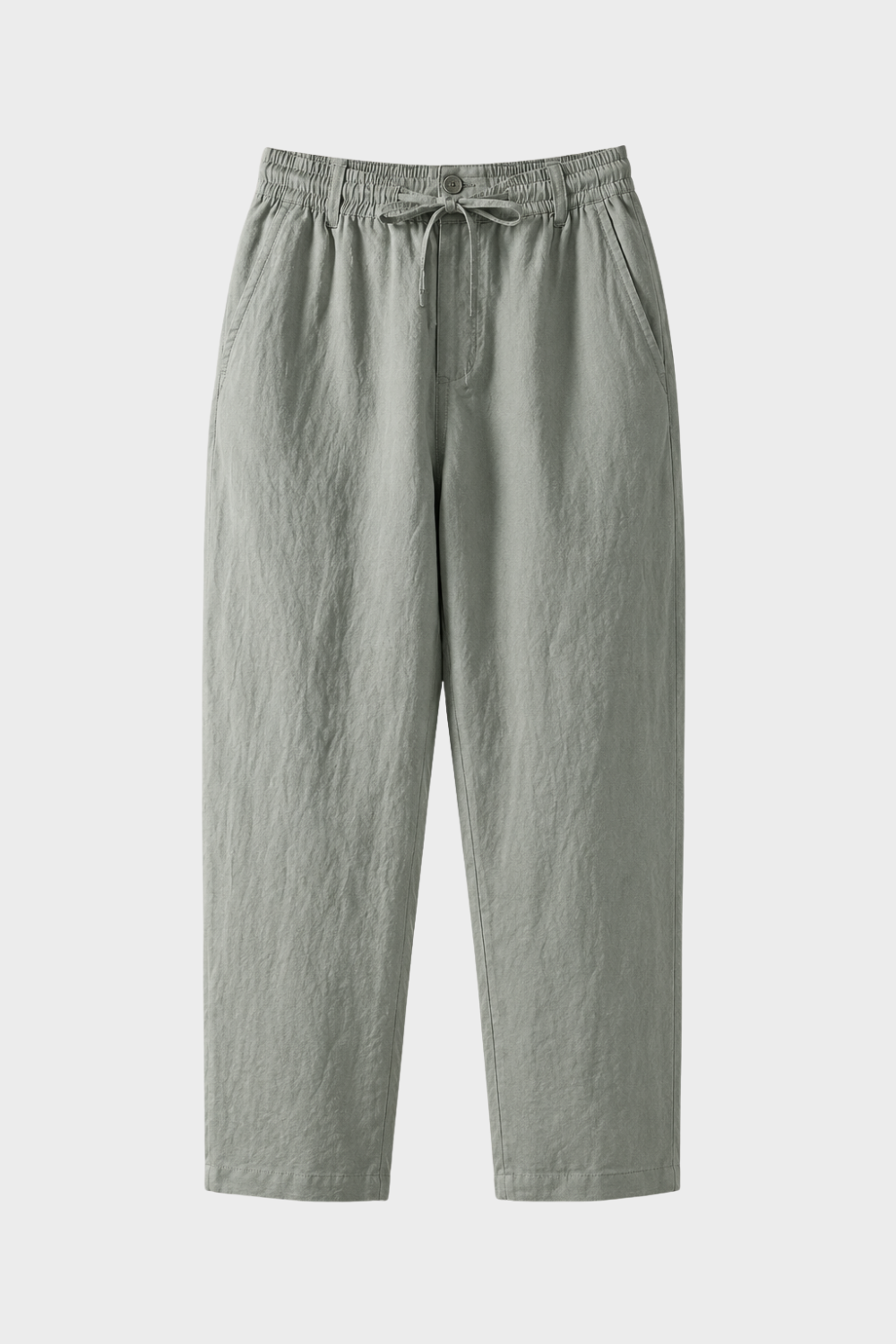 Men's Linen Trousers with Elastic Waistband and Drawstring