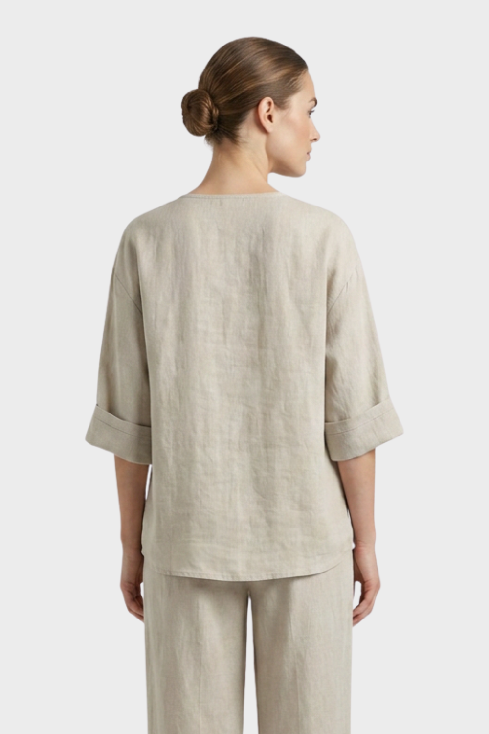 Women's Blouse with V-Neck and Button
