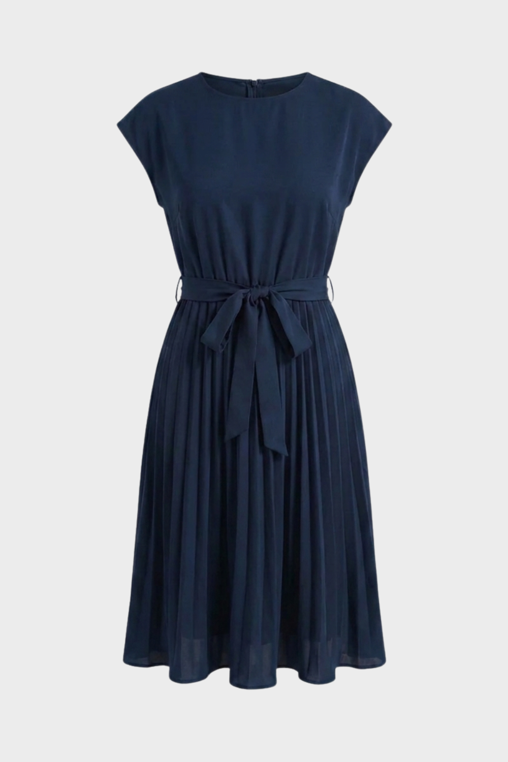 Midi Dress for Women with Pleated Skirt and Belt