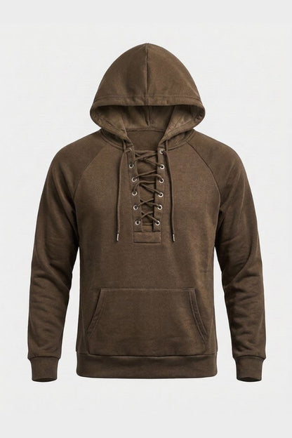 Men's Lace-Up Hoodie | Raglan Sleeve
