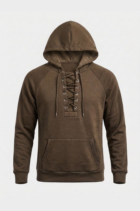 Men's Lace-Up Hoodie | Raglan Sleeve