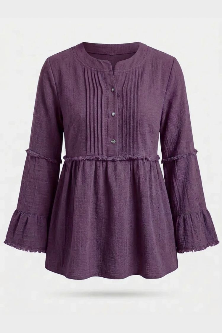 Women's Peplum Blouse | Frayed Sleeves