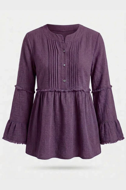Women's Peplum Blouse | Frayed Sleeves