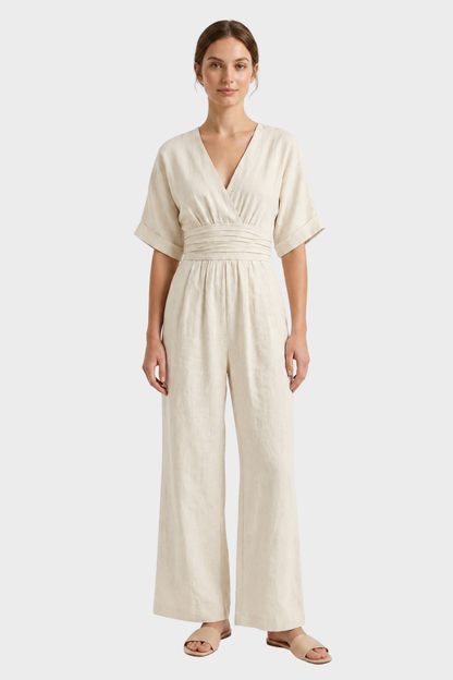 Women's V-Neck Jumpsuit | Wide-Leg