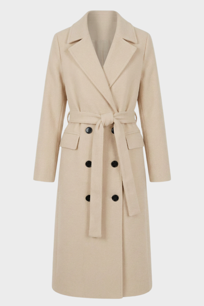 Women's Coat with Belt and Notched Collar
