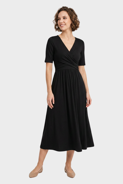 Women's Wrap Midi Dress | V-Neck