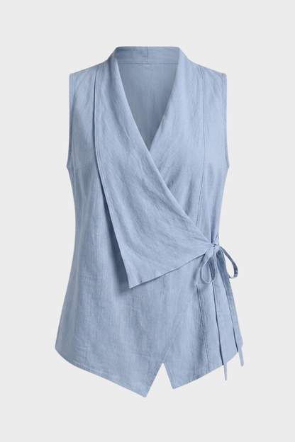 Women's Linen-Look Wrap Top | V-Neck
