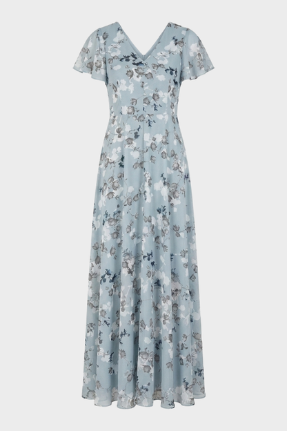 Women's Floral Maxi | Flutter Sleeve