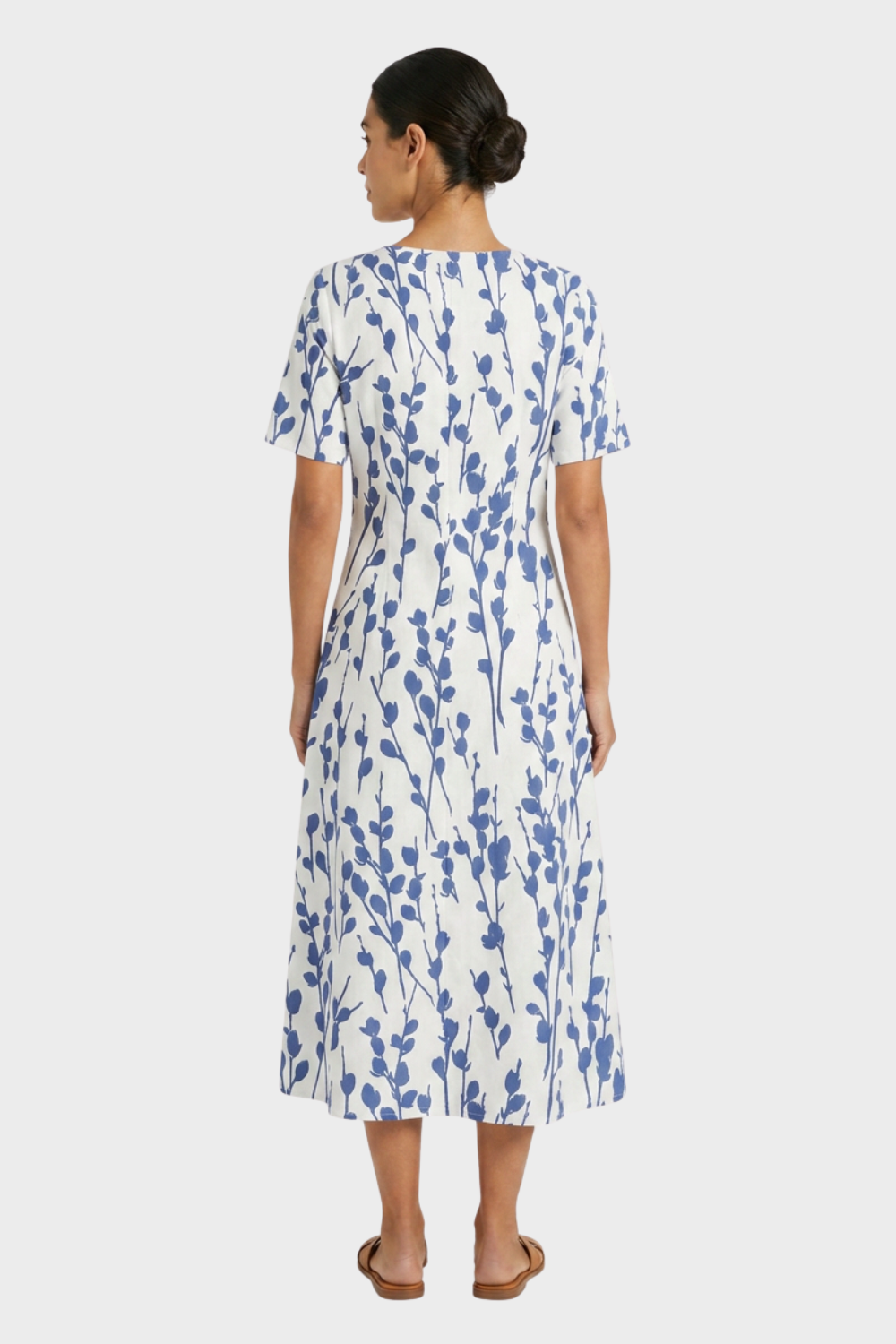 Women's Floral Linen Midi | Pockets