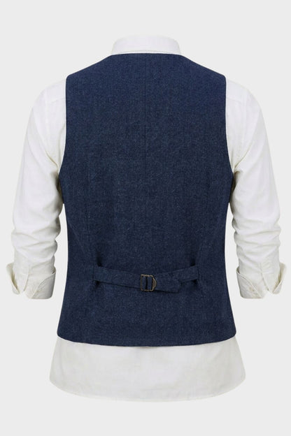 Men's Waistcoat with Notched Collar and Button Placket