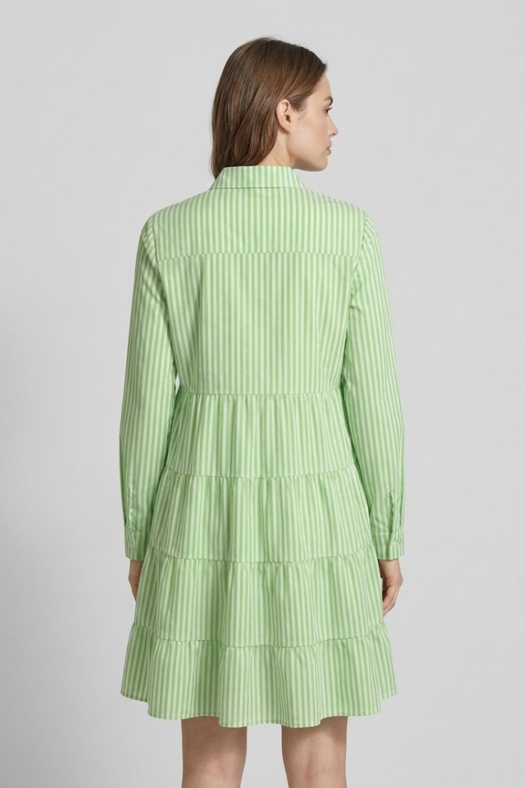 Women's Shirt Dress with Stripes and Button Placket