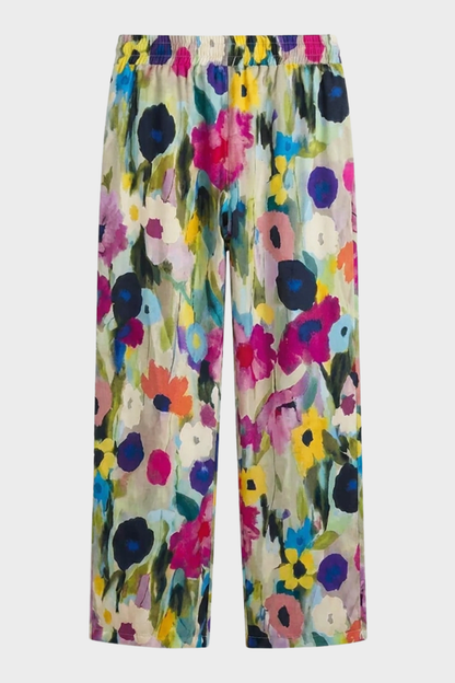 Women's  Floral Pattern Trousers with Wide Legs