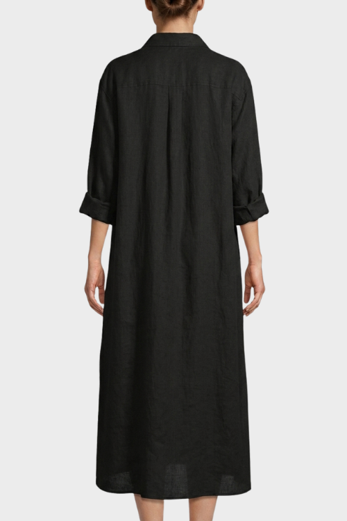 Women's Long Shirt Dress with Button Placket