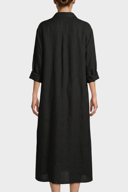 Women's Long Shirt Dress with Button Placket