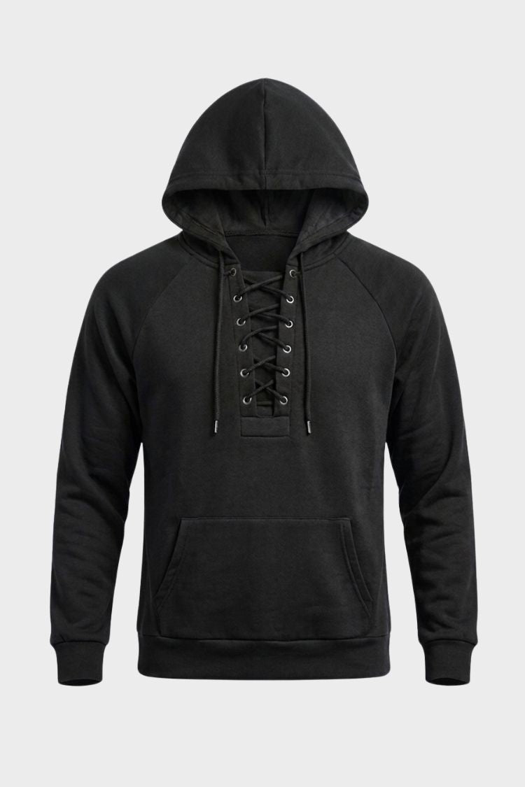 Men's Lace-Up Hoodie | Raglan Sleeve