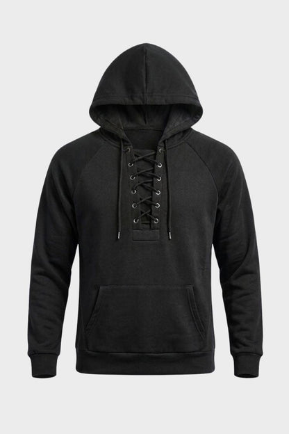 Men's Lace-Up Hoodie | Raglan Sleeve