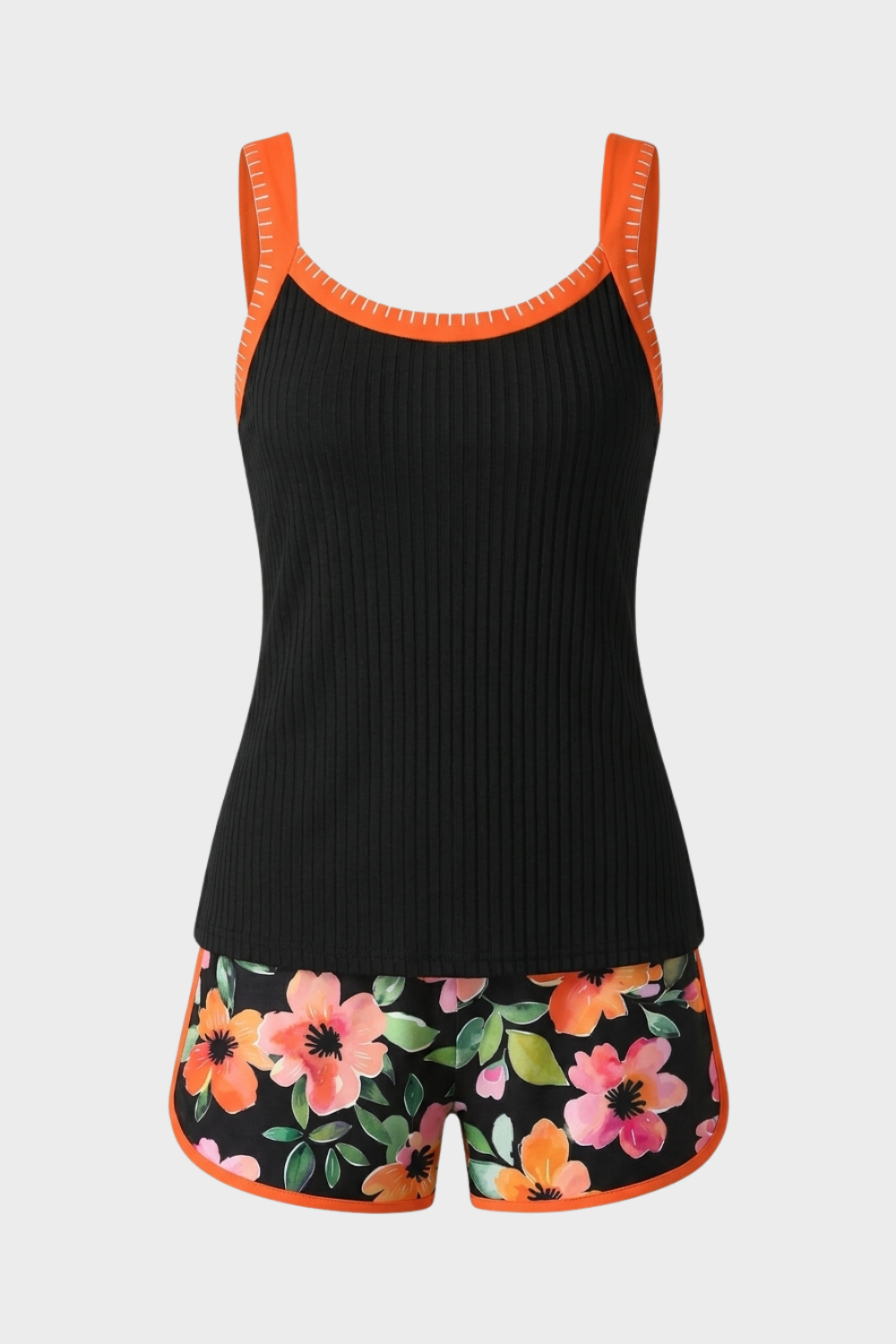 Women's Floral Tankini Swimsuit | Contrast Trim