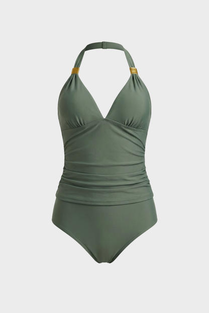 Women's Halter One-Piece Swimsuit | Ring Detail