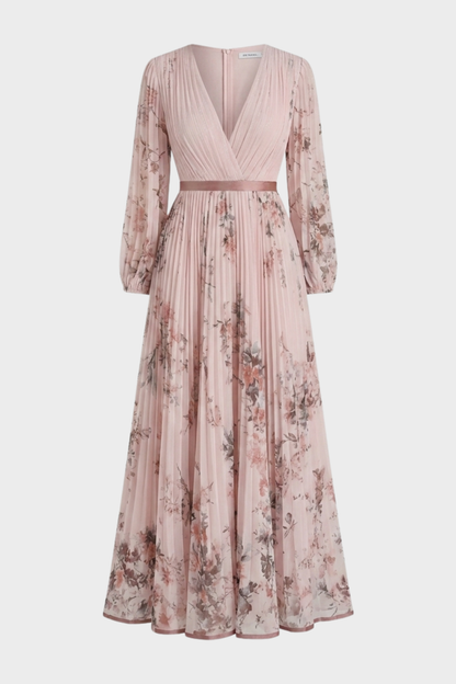 Women's Pleated Maxi Dress | V-Neck