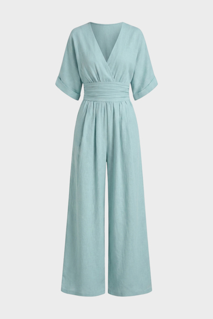 Women's V-Neck Jumpsuit | Wide-Leg
