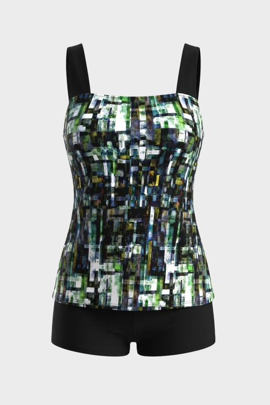 Women's Printed Tankini Swimsuit | Square Neck