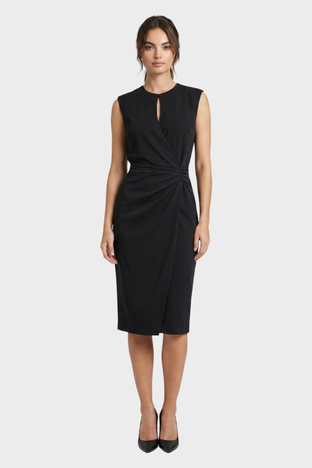 Women's Ruched Pencil Midi | Keyhole