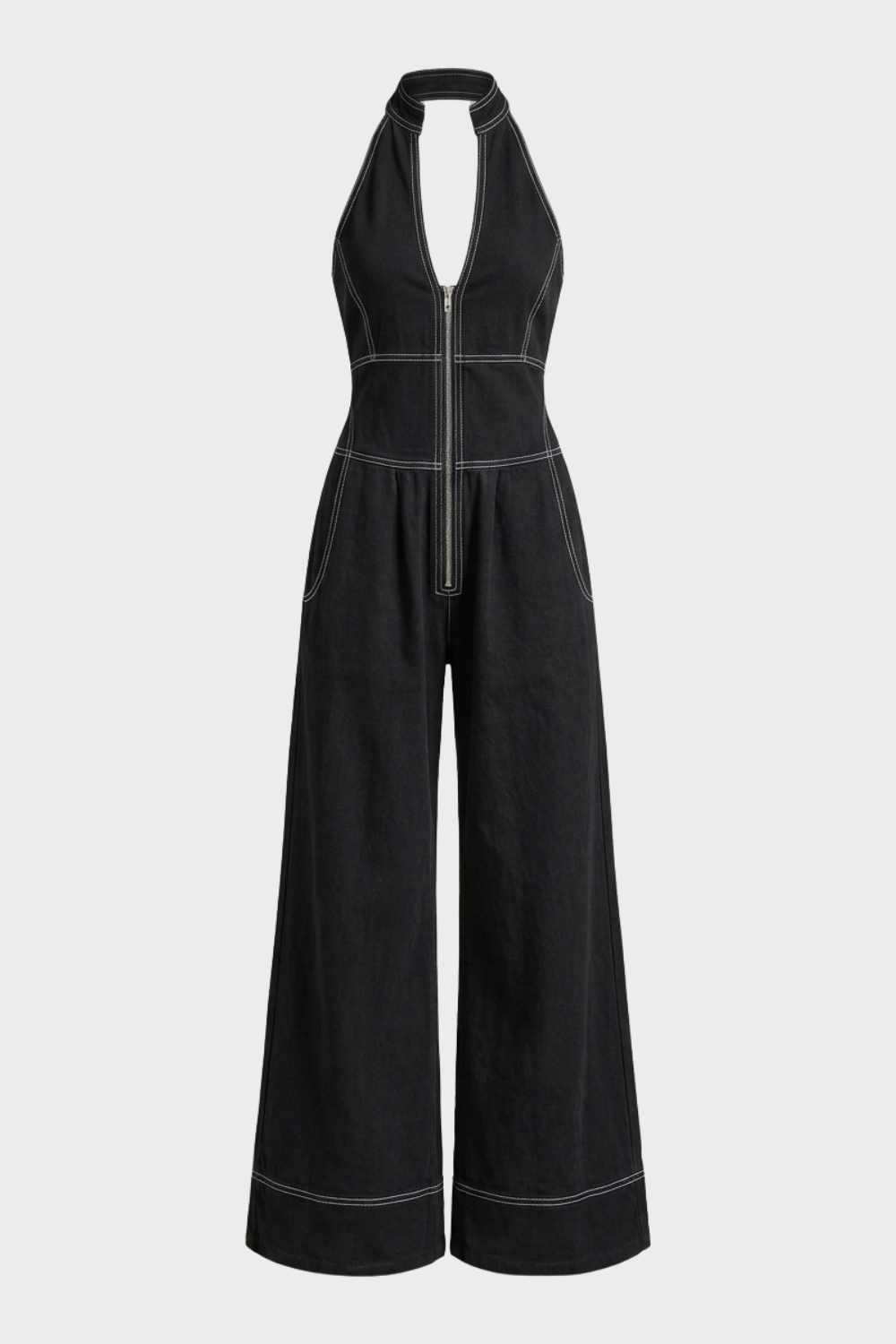 Women's Zip-Front Jumpsuit | Halter