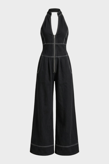 Women's Zip-Front Jumpsuit | Halter