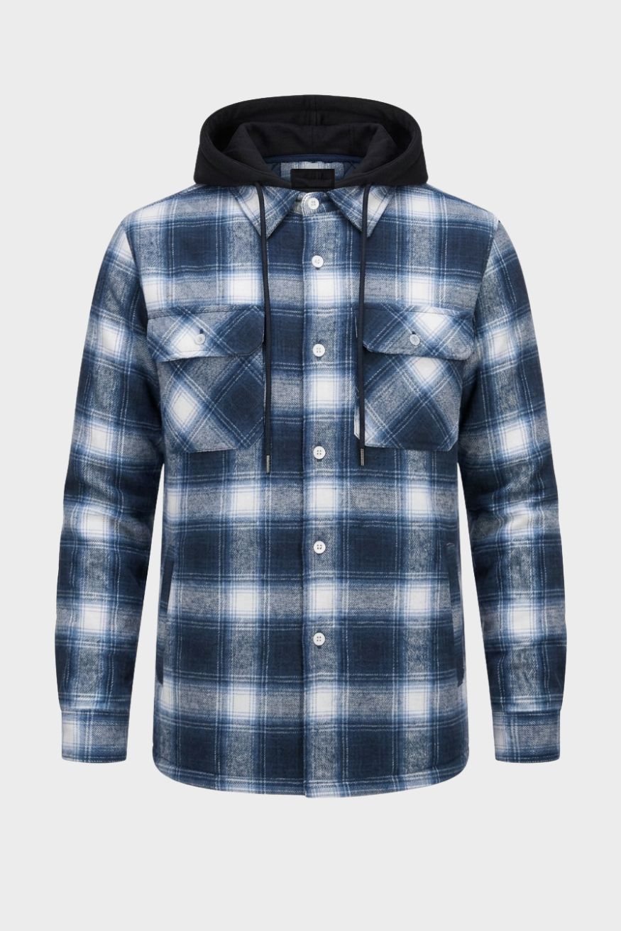 Men's Checked Shirt Jacket | Hooded