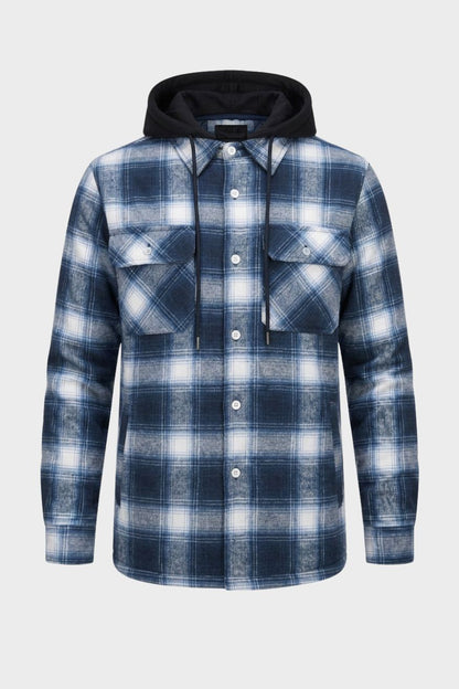 Men's Checked Shirt Jacket | Hooded