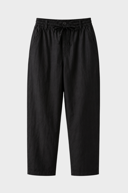 Men's Linen Trousers with Elastic Waistband and Drawstring