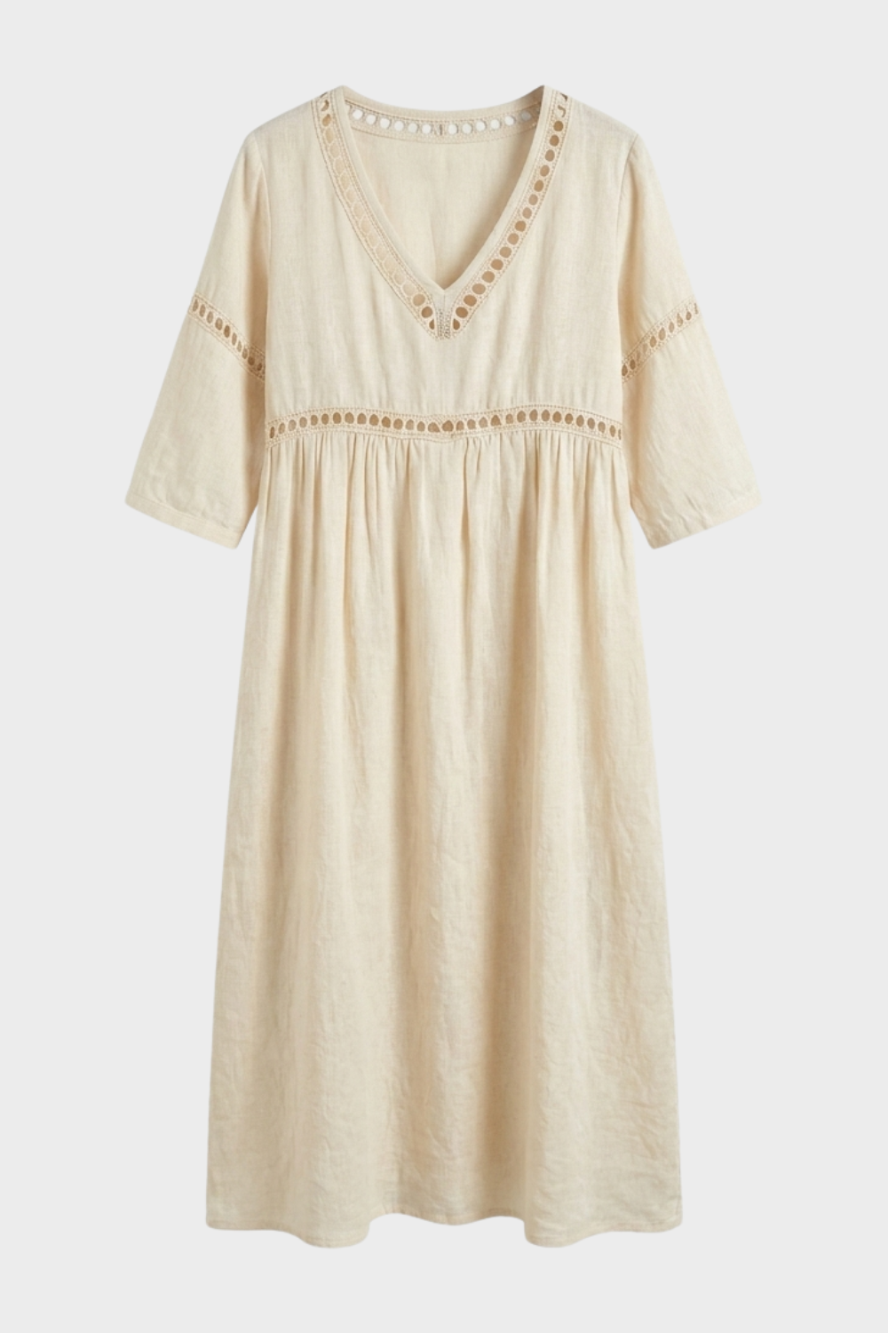 Women's Crochet-Trim Midi | V-Neck