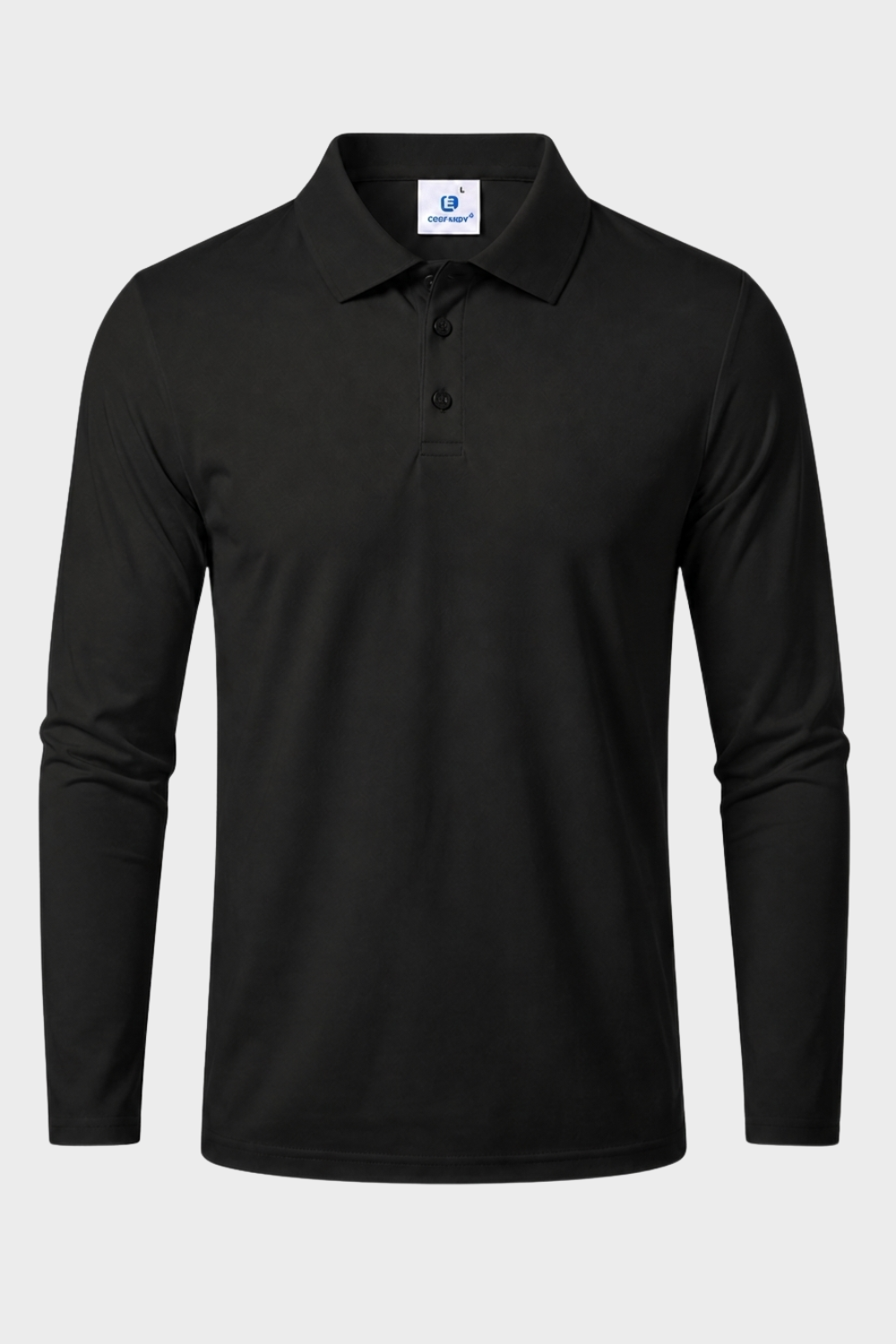 Men's Long Sleeve Polo Shirt with Button Placket