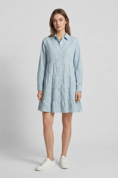Women's Shirt Dress with Stripes and Button Placket