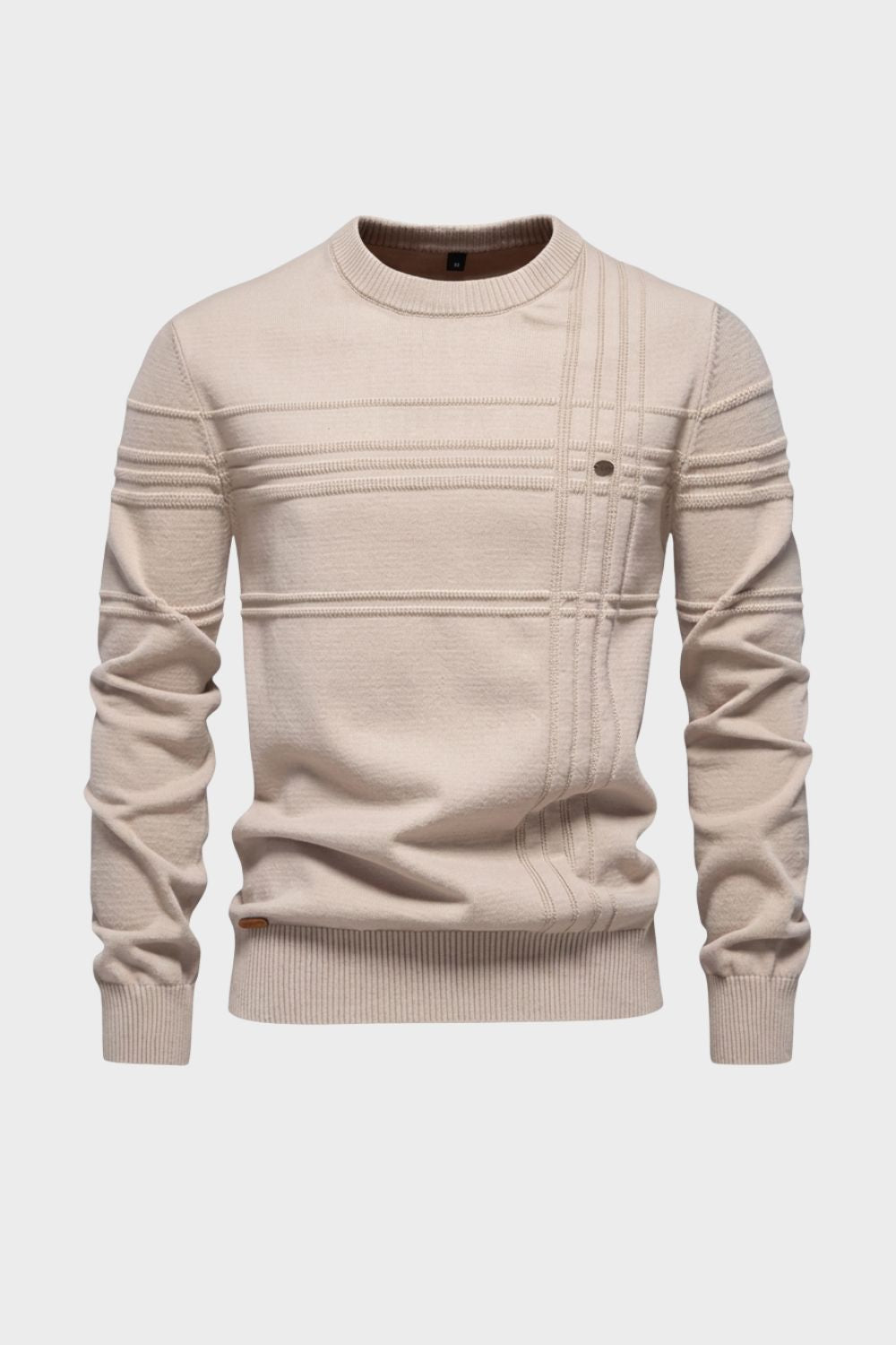 Men's Striped Crew Sweater | Ribbed Trim