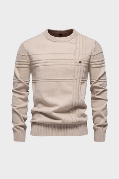 Men's Striped Crew Sweater | Ribbed Trim