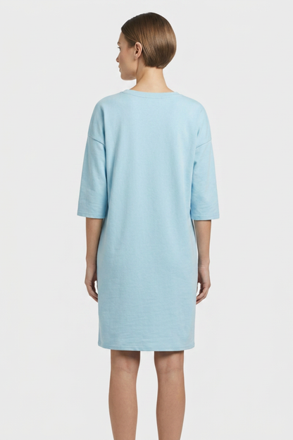 Women's Jersey Dress with Round Neck and 3/4 Sleeve