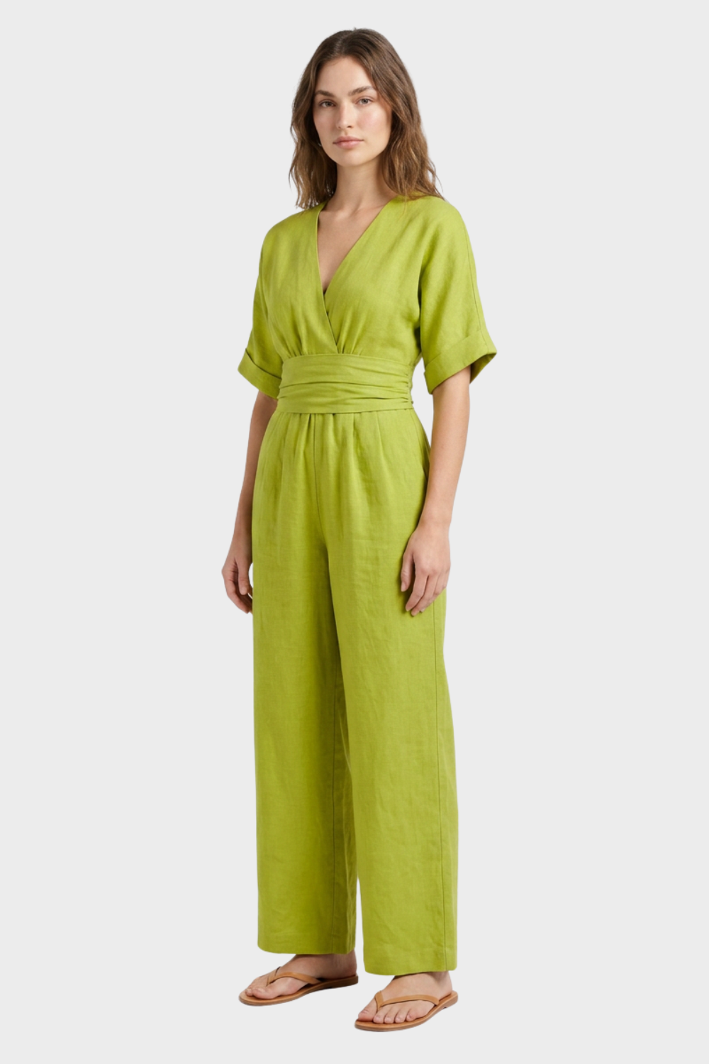 Women's V-Neck Jumpsuit | Wide-Leg