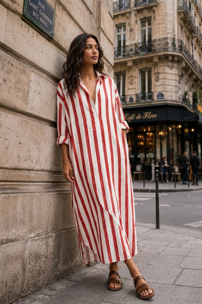 Women's Striped Shirt Dress | Maxi