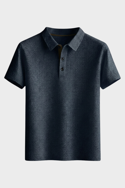 Men's Short Sleeve Polo Shirt with Button Placket