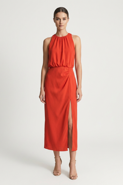 Women's Midi Dress Sleeveless with Slit