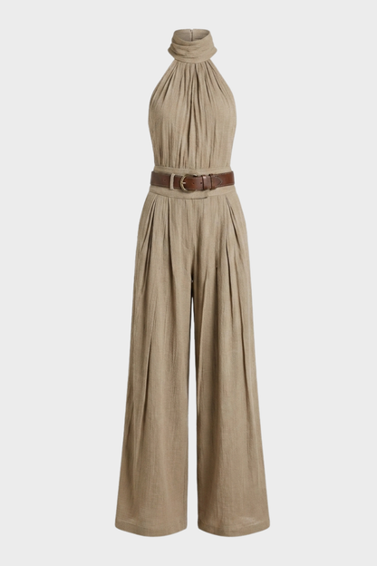 Women's High-Neck Jumpsuit | Wide-Leg