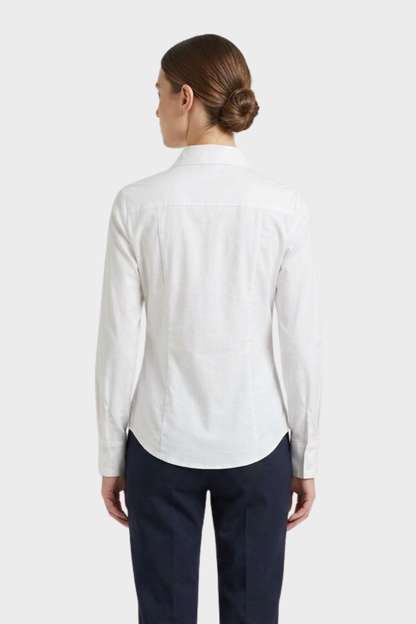 Women's Blouse with V-Neck and Button Placket