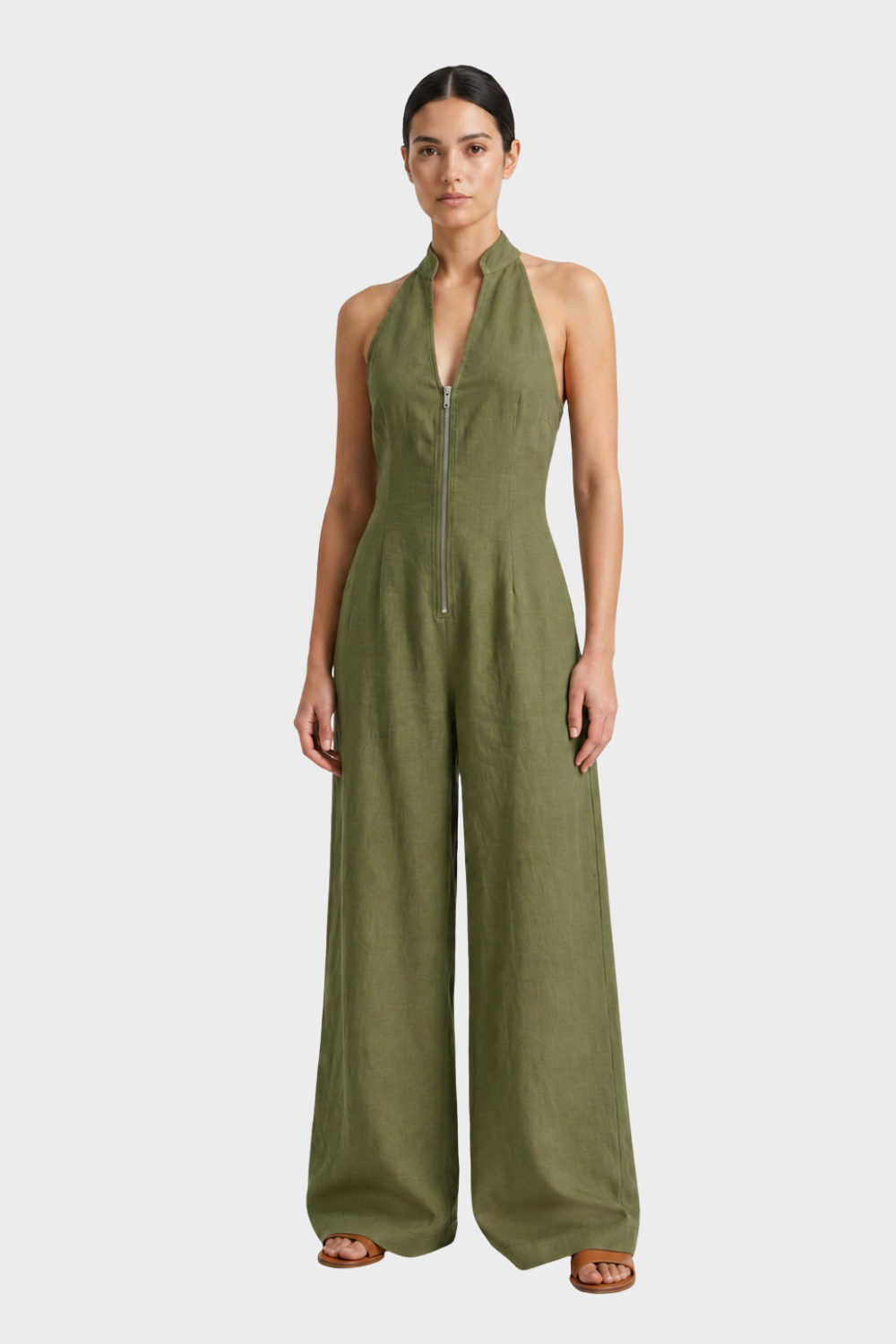 Women's Zip-Front Jumpsuit | Halter
