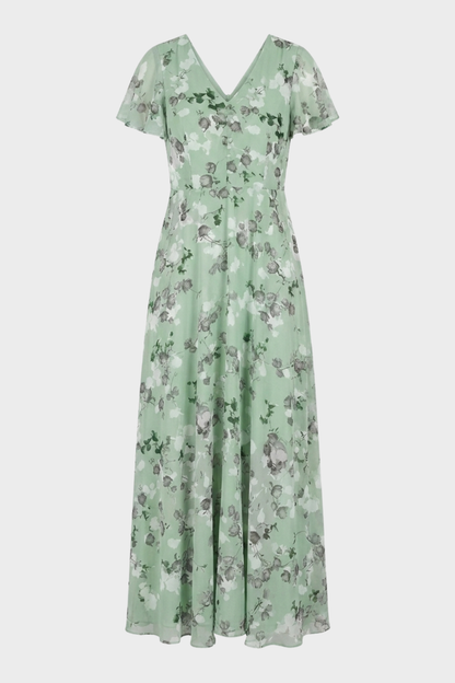 Women's Floral Maxi | Flutter Sleeve