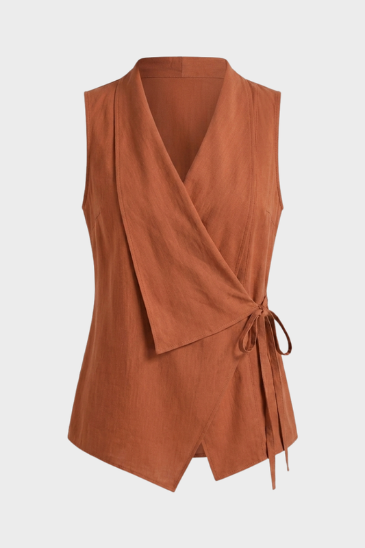 Women's Linen-Look Wrap Top | V-Neck