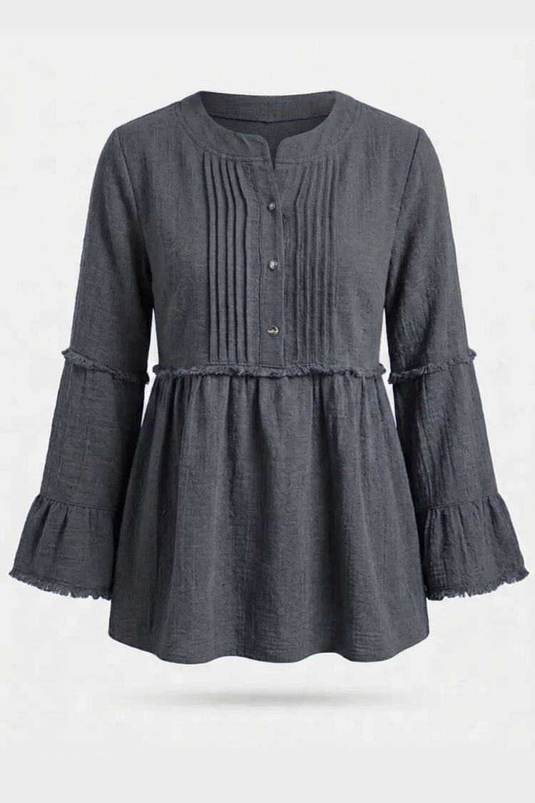 Women's Peplum Blouse | Frayed Sleeves